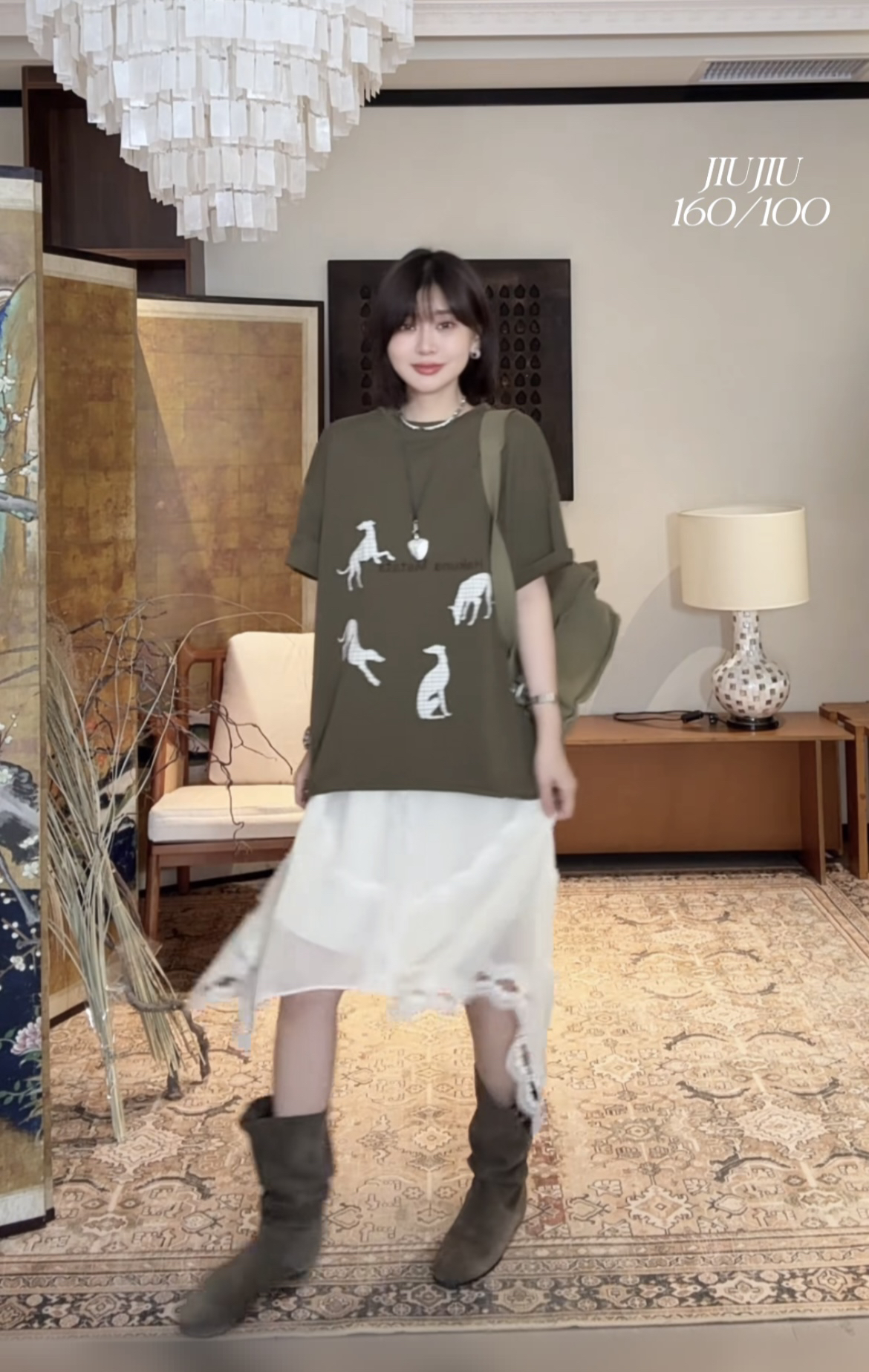 Trending Design Slimming Round Neck T-Shirt and Skirt Two-Piece Set