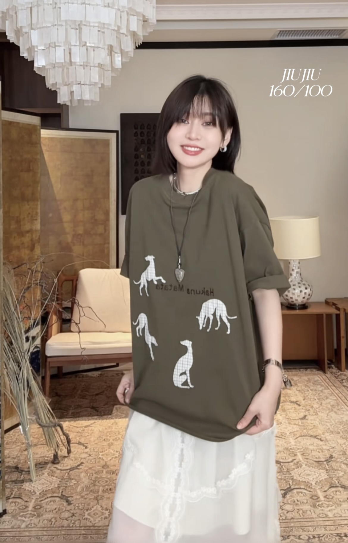 Trending Design Slimming Round Neck T-Shirt and Skirt Two-Piece Set