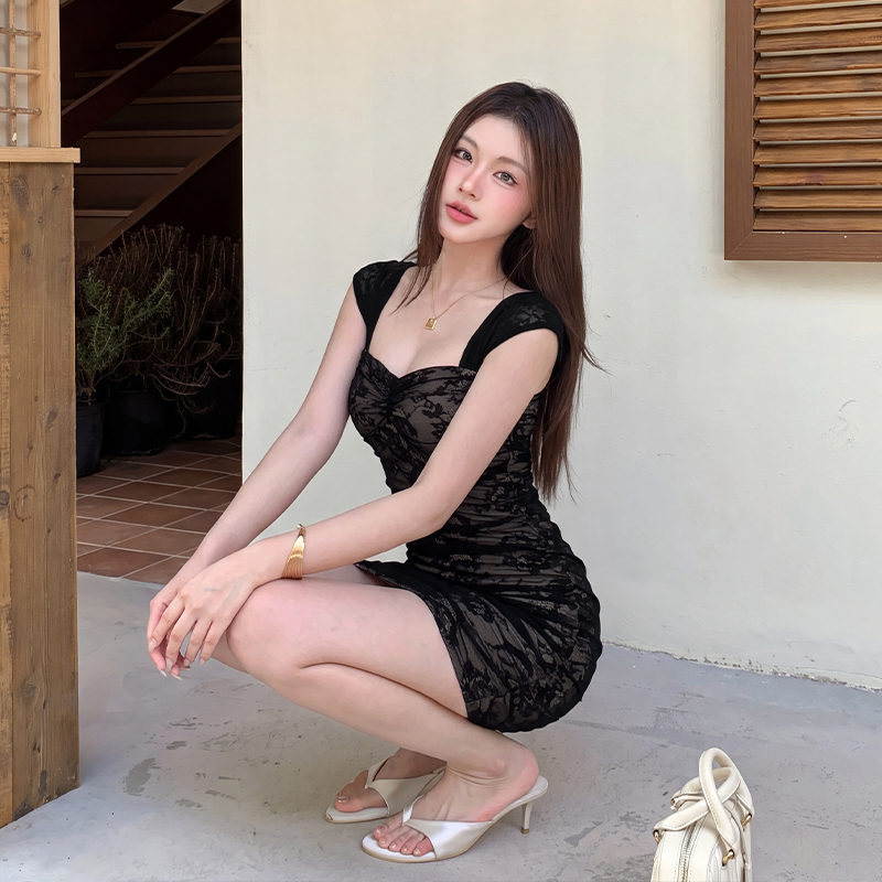Pure Desire White Lace Short Sleeve Bodycon Mini Dress for Women Summer Sexy Slim Fit