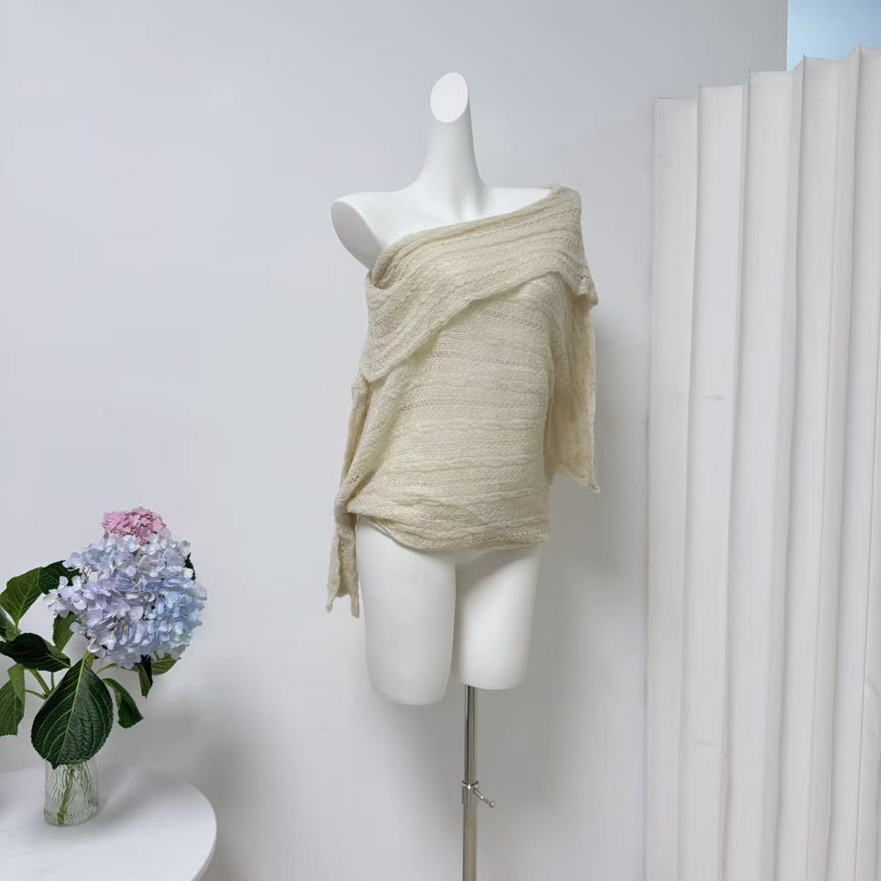 Women Off-Shoulder Knit Top 2026 Summer Viscose Pullover