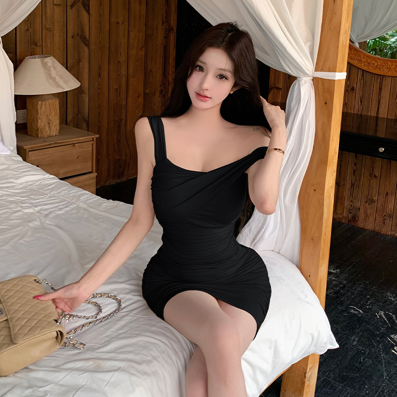 Women's Ruched Off-Shoulder Bodycon Dress with Padded Bust High Waist Slimming Short Skirt Summer - Image 5